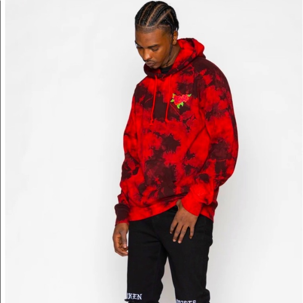 BROKEN PROMISES TRIO RED TIE DYE HOODIE SMALL